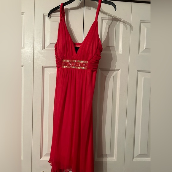 Coral Coloured Dress with Sequins - Picture 1 of 3